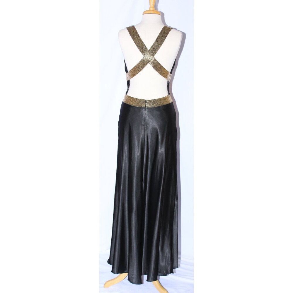 MayQueen #456 Long Satin Beaded Prom or Evening Gown-Sizes 10-BLACK-NWT - Picture 2 of 5